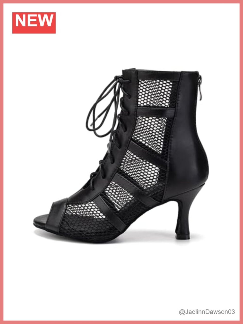 Women's Latin Dance Heels Open Toe Ankle Boots Zipper Suede Sole Ballroom